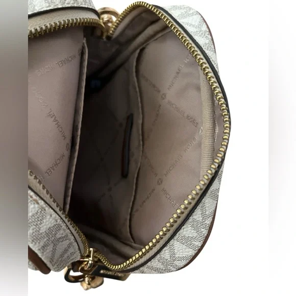 Michael Kors Cream and Brown Crossbody Flight Bag - Picture 8 of 11